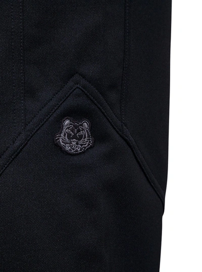 Shop Kenzo Black Cotton Blend Joggers With Logo Patch