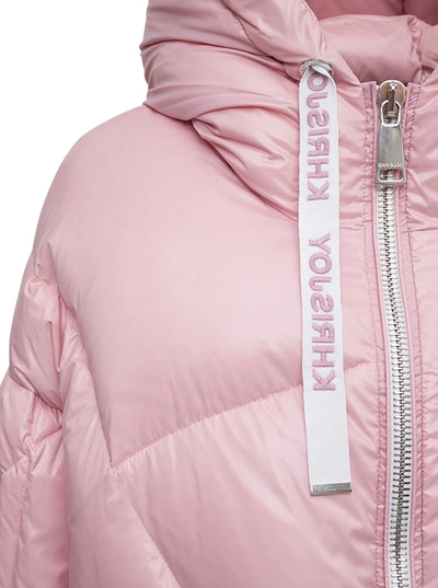 Shop Khrisjoy Pink Nylon Down Jacket With Logo
