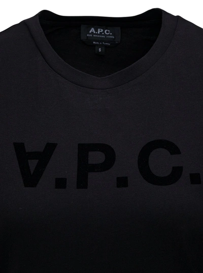 Shop Apc Black Cotton T-shirt With Logo