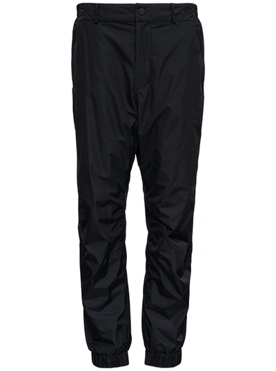 Shop Moncler Black Nylon Pants With Drawstring