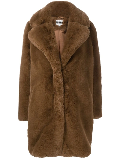 Shop Apparis Stella Faux-fur Coat In Brown
