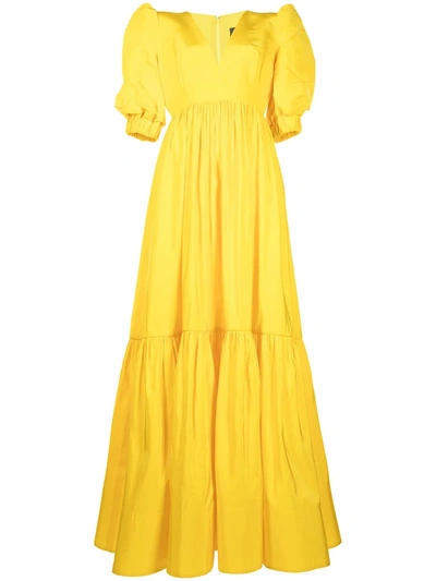 Shop Greta Constantine Keele V-neck Gown In Yellow