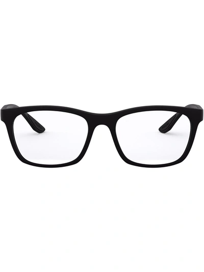Prada 55mm Rectangle Optical Glasses In Black