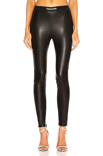 Tom Ford Blue Stretch Lustrous Velour Signature Leggings In
