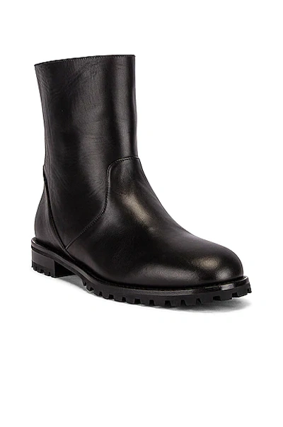 Manolo Blahnik Motosa Ankle Boots In Black Calf Leather In Black