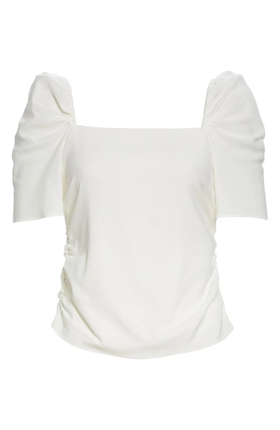 Shop Frame Betty Square Neck Stretch Silk Top In Off White