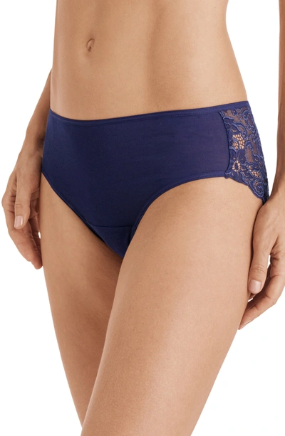 Shop Hanro Luxury Moments Lace Back Briefs In Nightshade