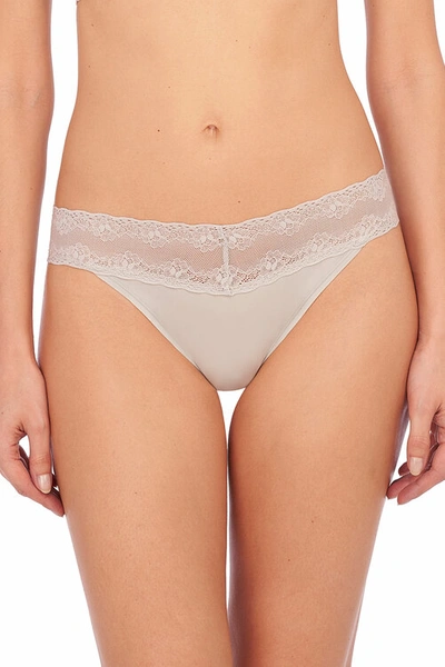 Shop Natori Intimates Bliss Perfection One-size Thong In Feather Grey