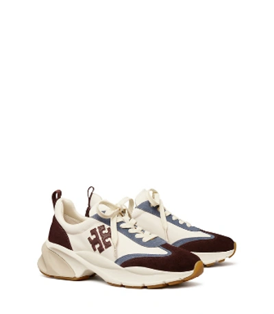 Shop Tory Burch Good Luck Trainer In White / Plum