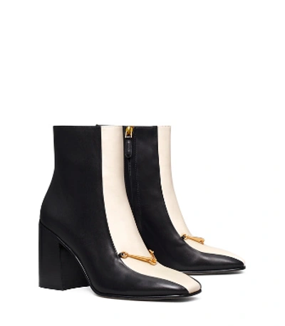 Tory Burch Equestrian Link Boot In Perfect Black / New Cream | ModeSens