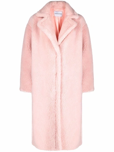 Shop Stand Studio Maria Textured Single-breasted Coat In Rosa