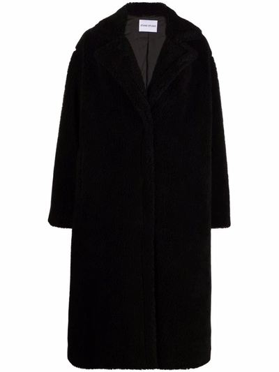 Shop Stand Studio Maria Textured Single-breasted Coat In Schwarz