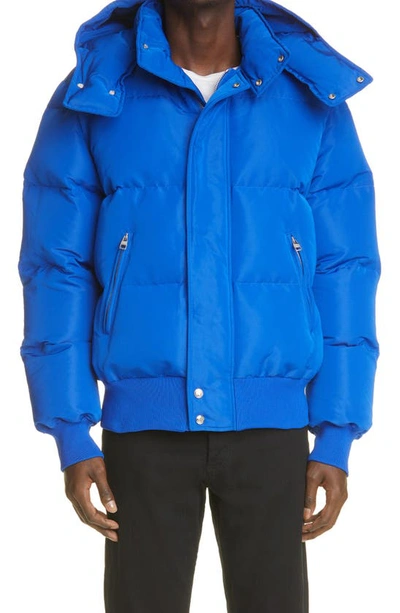 Shop Alexander Mcqueen Graffiti Logo Puffer Jacket In Ultramarine