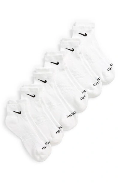Shop Nike Dri-fit 6-pack Everyday Plus Cushioned Low Socks In White/ Black
