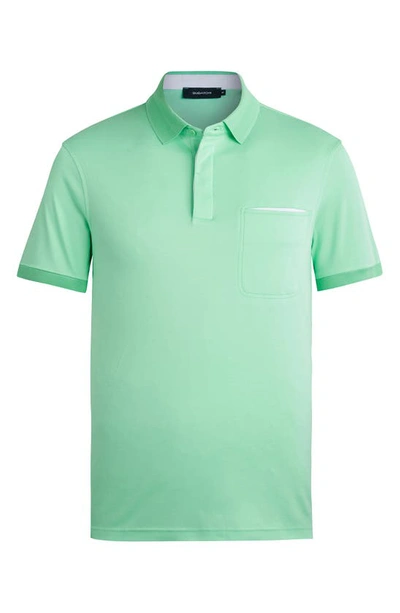 Shop Bugatchi Pima Cotton Short Sleeve Polo Shirt In Green Tea
