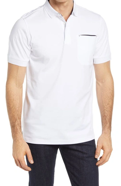 Shop Bugatchi Pima Cotton Short Sleeve Polo Shirt In White