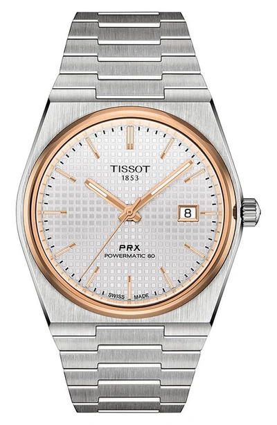 Shop Tissot Prx Powermatic 80 Bracelet Watch, 40mm In White