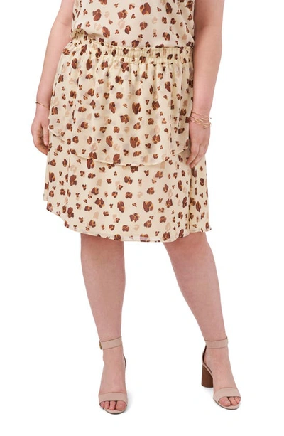 Shop 1.state Double Layer Skirt In Floating Leopard