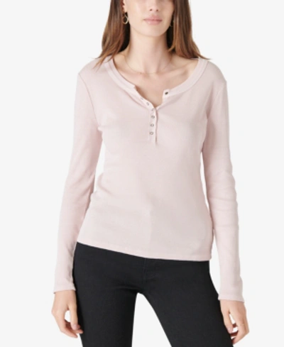 Shop Lucky Brand Ribbed Snap Henley In Burnished Lilac