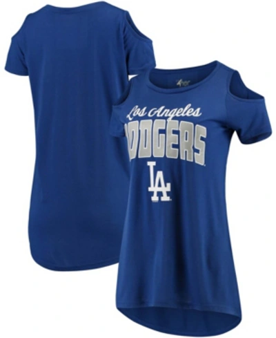 Shop G-iii 4her By Carl Banks Women's Royal Los Angeles Dodgers Clear The Bases Cold Shoulder T-shirt