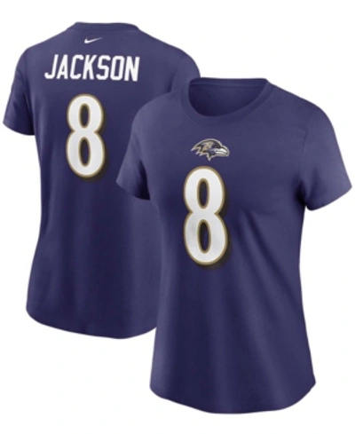 Shop Nike Women's Lamar Jackson Purple Baltimore Ravens Name Number T-shirt