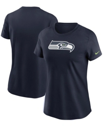 Shop Nike Women's College Navy Seattle Seahawks Logo Essential T-shirt