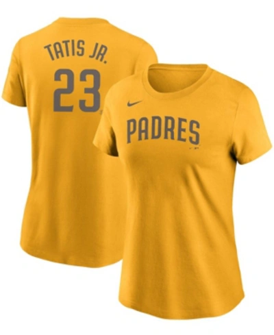 Nike Women's Fernando Tats Jr. Gold-tone San Diego Padres Name Number T-shirt In Gold-tone