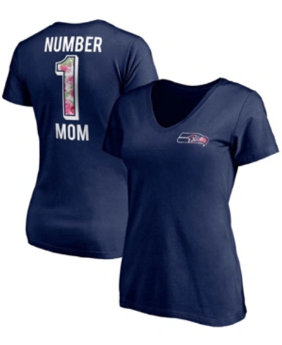 Shop Fanatics Women's Navy Seattle Seahawks Mother's Day V-neck T-shirt