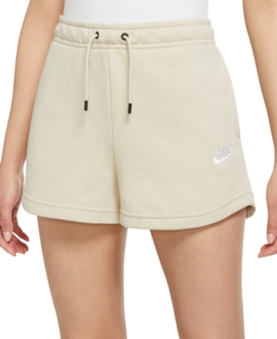 Shop Nike Women's Sportswear Essential Terry Shorts In Rattan/white
