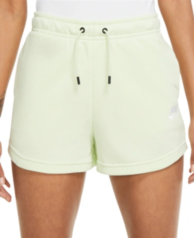 Shop Nike Women's Sportswear Essential Terry Shorts In Lime Ice/white