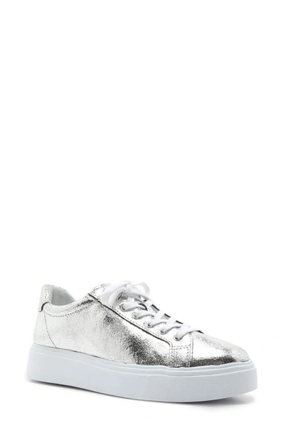 Shop Schutz Raver Platform Sneaker In Silver Leather