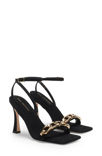 Shop Good American Ankle Strap Sandal In Black Suede