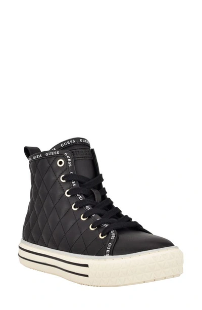 Shop Guess Paijed High Top Sneaker In Black Faux Leather