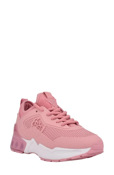 Shop Guess Teckie Sneaker In Pink Faux Leather