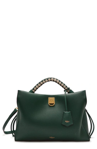 Shop Mulberry Iris Leather Top Handle Bag In  Green - Chalk