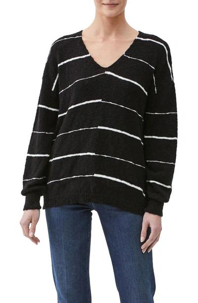 Shop Michael Stars Tricia V-neck Cotton Sweater In Black Combo