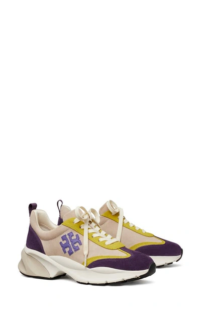 Shop Tory Burch Good Luck Trainer Sneaker In New Cream / Purple / Purple