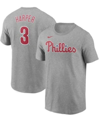 Shop Nike Men's Bryce Harper Gray Philadelphia Phillies Name Number T-shirt