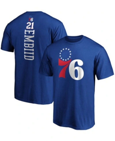 Shop Fanatics Men's Joel Embiid Royal Philadelphia 76ers Playmaker Name And Number T-shirt