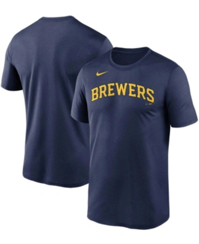 Shop Nike Men's Navy Milwaukee Brewers Wordmark Legend T-shirt