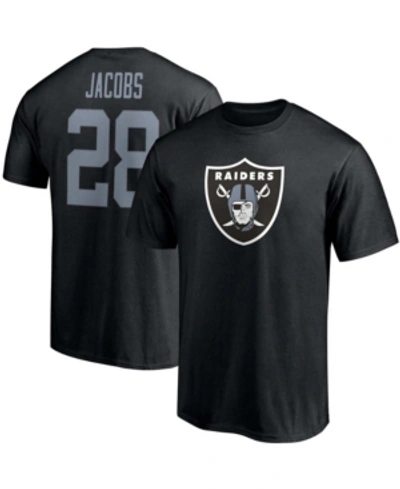 Shop Fanatics Men's Josh Jacobs Black Las Vegas Raiders Player Icon Name And Number T-shirt