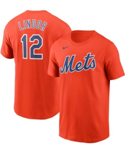 Shop Nike Men's Francisco Lindor Orange New York Mets Name Number T-shirt