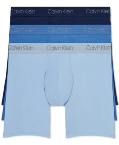 Shop Calvin Klein Men's 3-pk. Luxe Pima Cotton Stretch Boxer Briefs In Blue Assorted