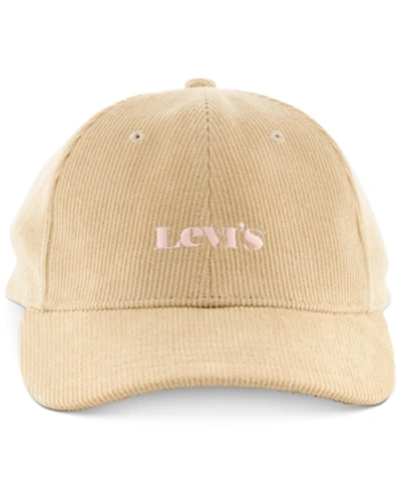 Shop Levi's Women's Cotton Corduroy Logo Cap In Cream