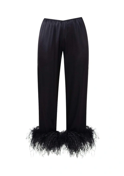 Shop Gilda & Pearl Esmé Silk And Feather Trim Trouser In Black