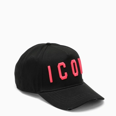 Shop Dsquared2 Black/pink Icon Baseball Cap