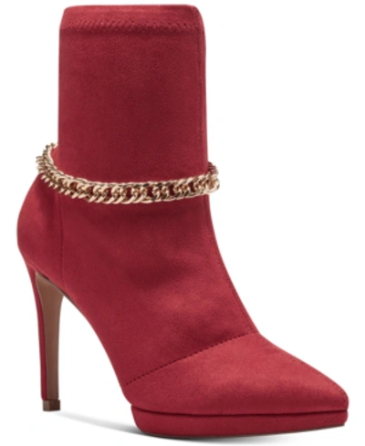 Shop Jessica Simpson Women's Valyn Chain Stieletto Heel Dress Booties Women's Shoes In Wicked Red