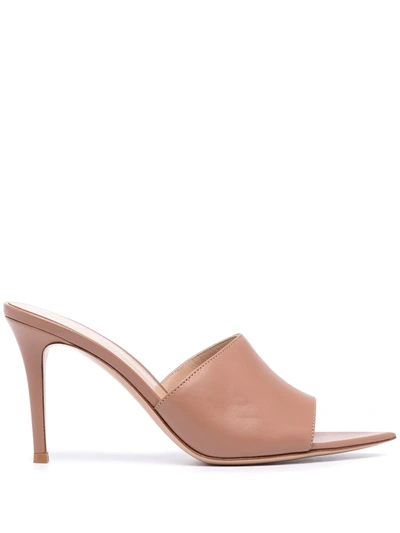 Shop Gianvito Rossi Alise Leather Mules In Braun
