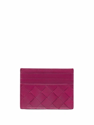 Shop Bottega Veneta Intrecciato-weave Card Holder In Rosa