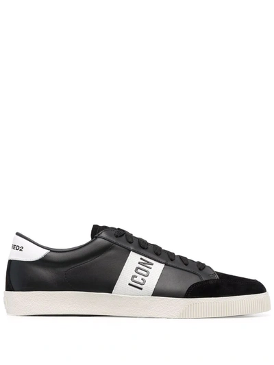 Shop Dsquared2 Icon Print Low-top Sneakers In Schwarz